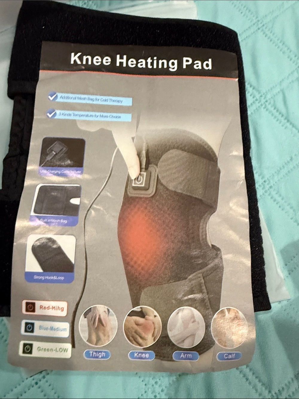 Knee Heating Pad - Black - Versatile Heat Therapy Support